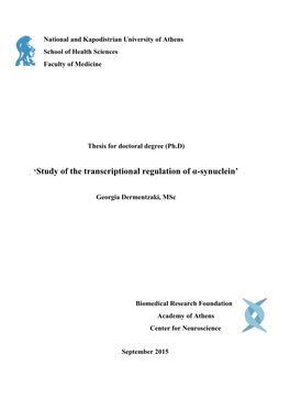 'Study of the Transcriptional Regulation of Α-Synuclein'