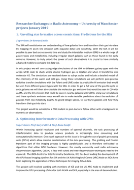 Researcher Exchanges in Radio Astronomy – University of Manchester Projects January 2019