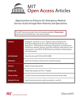 Opportunities to Enhance Air Emergency Medical Service Scale Through New Vehicles and Operations