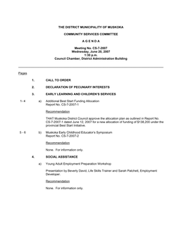 Cs-7-2007-Agenda and Reports Package