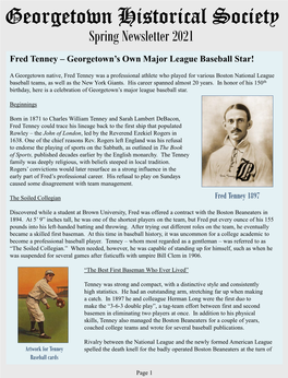 Fred Tenney – Georgetown’S Own Major League Baseball Star!