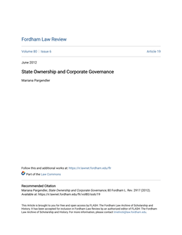 State Ownership and Corporate Governance