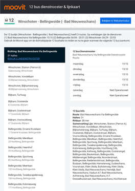 12 Bus Dienstrooster & Lijnroutekaart