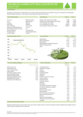 SHARIAH COMPLIANT BALANCED FUND January 31, 2018