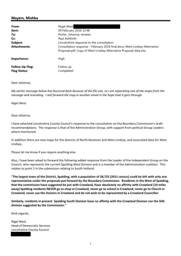 Lincolnshire County Council's Response to the Consultation on the Boundary Commission's Draft Recommendations