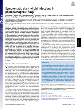 Symptomatic Plant Viroid Infections in Phytopathogenic Fungi