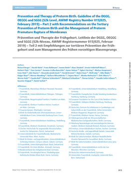 Prevention and Therapy of Preterm Birth. Guideline of the DGGG