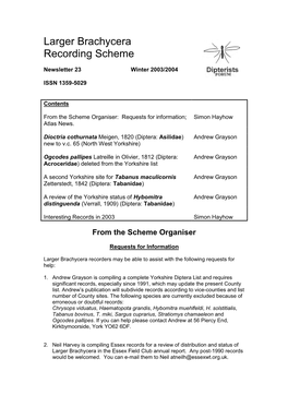 Larger Brachycera Recording Scheme