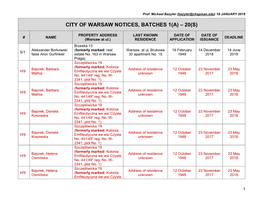 City of Warsaw Notices, Batches 1(A) – 20(S)