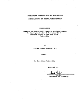 Equilibrium Constants for the Formation of Silver