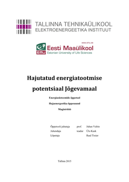 Hajutatud Energiatootmise Potentsiaal Jõgevamaal