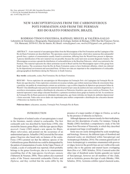 New Sarcopterygians from the Carboniferous Poti Formation and from the Permian Rio Do Rasto Formation, Brazil