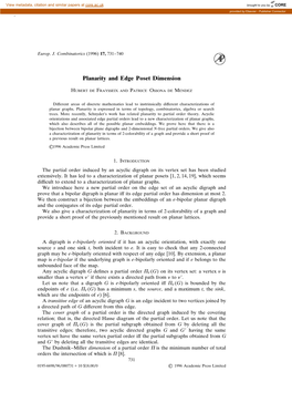 Planarity and Edge Poset Dimension