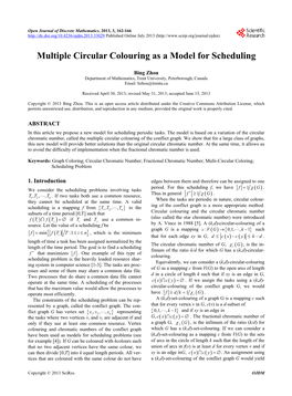Multiple Circular Colouring As a Model for Scheduling