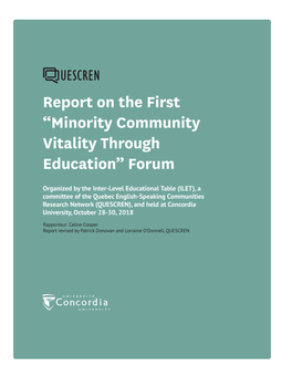 Report on the First “Minority Community Vitality Through Education” Forum