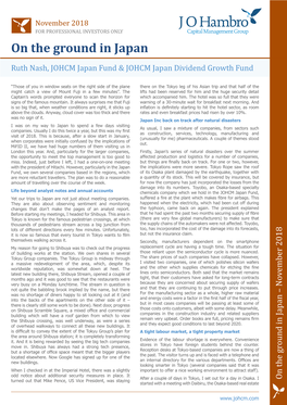 On the Ground in Japan Ruth Nash, JOHCM Japan Fund & JOHCM Japan Dividend Growth Fund
