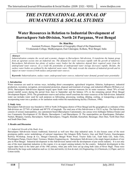 The International Journal of Humanities & Social Studies