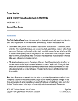 AOSA Teacher Education Curriculum Standards V 4.2 F / March 29, 2013