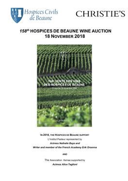 158TH HOSPICES DE BEAUNE WINE AUCTION Mr Poher - Director of Hospices Civils De Beaune