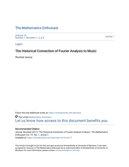 The Historical Connection of Fourier Analysis to Music