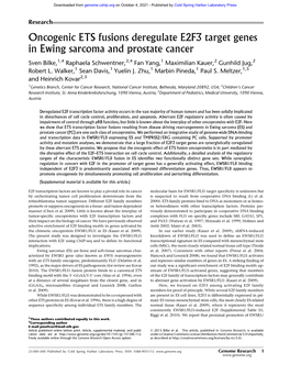 Oncogenic ETS Fusions Deregulate E2F3 Target Genes in Ewing Sarcoma and Prostate Cancer