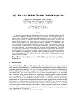 Logp: Towards a Realistic Model of Parallel Computation 