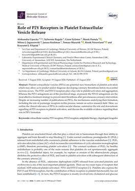 Role of P2Y Receptors in Platelet Extracellular Vesicle Release