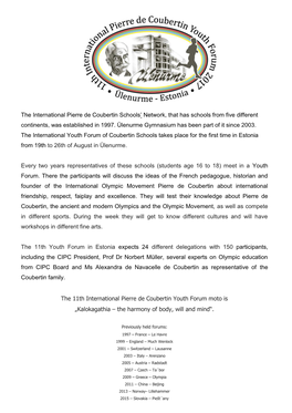 The International Pierre De Coubertin Schools' Network, That Has Schools