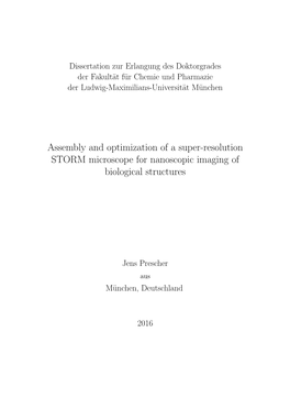 Assembly and Optimization of a Super-Resolution STORM Microscope for Nanoscopic Imaging of Biological Structures