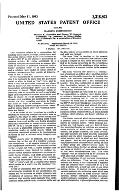 UNITED STATES PATENT OFFICE 2,318,803 MARKING QOMPOSITION Wallace K