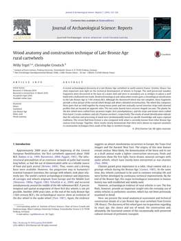 Wood Anatomy and Construction Technique of Late Bronze Age Rural Cartwheels