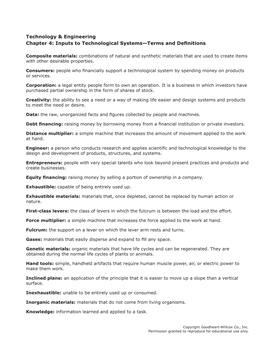 Chapter 4 Inputs to Technological Systems