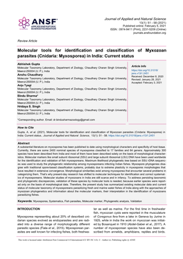 Cnidaria: Myxosporea) in India: Current Status