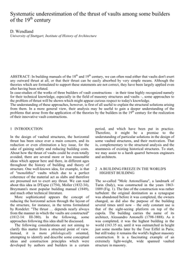 Systematic Underestimation of the Thrust of Vaults Among Some Builders of the 19Th Century