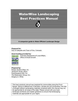 Waterwise Landscaping Best Practices Manual