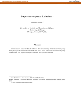 Superconvergence Relations 1