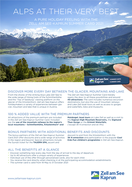 Alps at Their Very Best a Pure Holiday Feeling with the Zell Am See-Kaprun Summer Card 2021