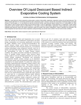 Overview of Liquid Desiccant Based Indirect Evaporative Cooling System