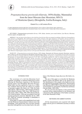 Suidae, Mammalia) from the Latest Miocene (Late Messinian; MN13) of Monticino Quarry (Brisighella, Emilia-Romagna, Italy)