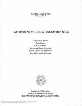 Papers in New Guinea Linguistics No. 26