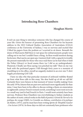 Introducing Ross Chambers