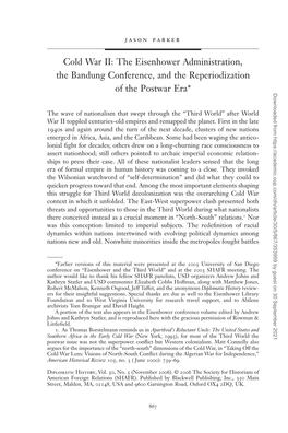 Cold War II: the Eisenhower Administration, the Bandung Conference, and the Reperiodization