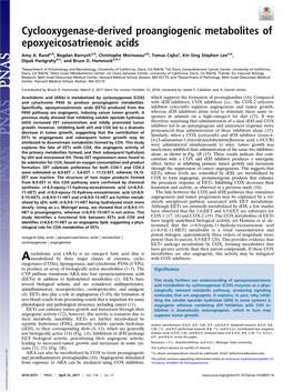 Cyclooxygenase-Derived Proangiogenic Metabolites of Epoxyeicosatrienoic Acids