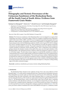 Petrography and Tectonic Provenance of the Cretaceous Sandstones of the Bredasdorp Basin, Oﬀ the South Coast of South Africa: Evidence from Framework Grain Modes