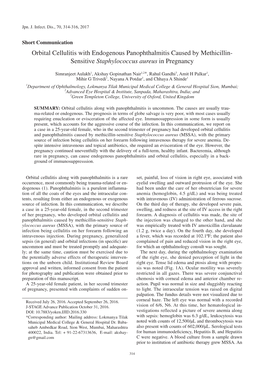 Orbital Cellulitis with Endogenous Panophthalmitis Caused by Methicillin- Sensitive Staphylococcus Aureus in Pregnancy