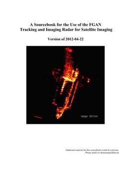 A Sourcebook for the Use of the FGAN Tracking and Imaging Radar for Satellite Imaging