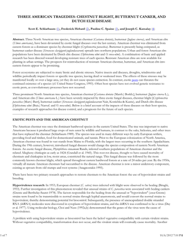 Chestnut Blight, Butternut Canker, and Dutch Elm Disease