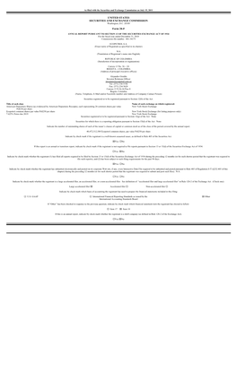 UNITED STATES SECURITIES and EXCHANGE COMMISSION Form 20-F