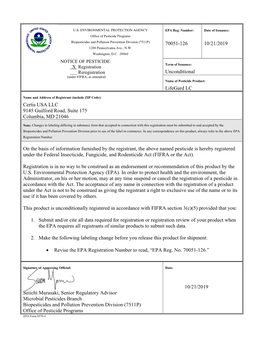 US EPA, Pesticide Product Label, Lifegard LC,10/21/2019