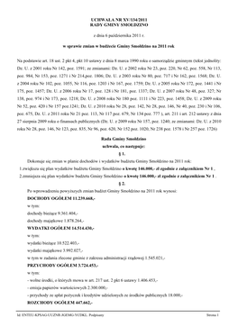 UCHWAŁA NR XV/134/2011 RADY GMINY SMOŁDZINO Z